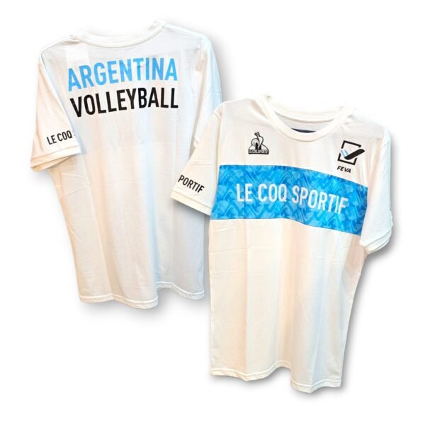 Remera Salida Masculina LeCoq Seleccion Argentina de Voley 2025 (blanca)