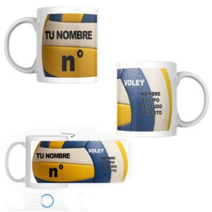 Taza pelota tricolor PERSONALIZADA. Ponele tu nombre, número y puesto