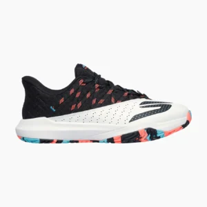 Zapatilla Skechers Viper Court Rally negra blanca y roja vista lateral